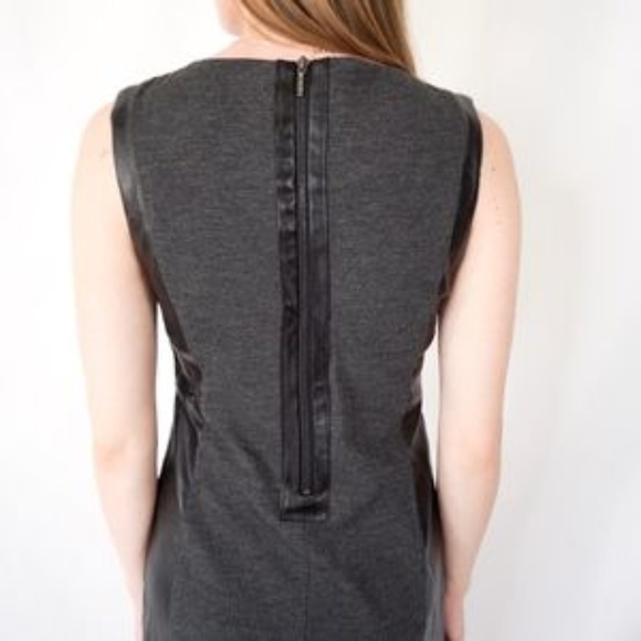 NYDJ Charcoal Pencil Sheath Dress Leather Trim NWT - Picture 6 of 7